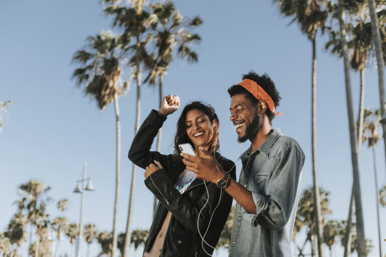 Cool couple taking a selfie