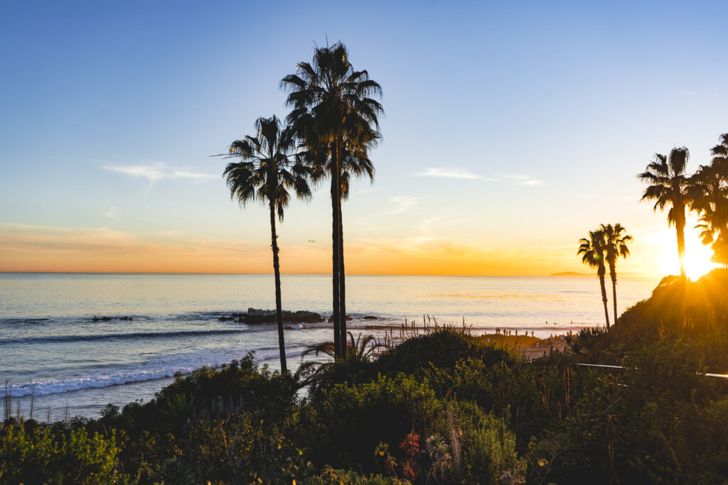 A view of Laguna Beach sunset at the beach
